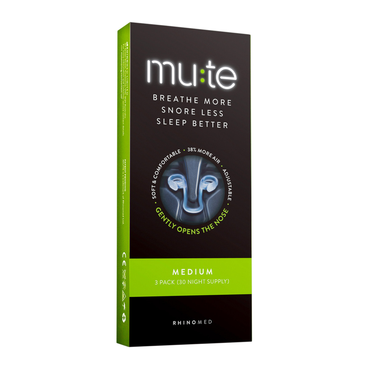 Rhinomed Mute (Breathe More, Snore Less, Sleep Better) Medium x 3 Pack (30 night supply)